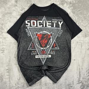 Society Supply Co Live Free Black/Grey Affliction Style Graphic T-shirt Size S